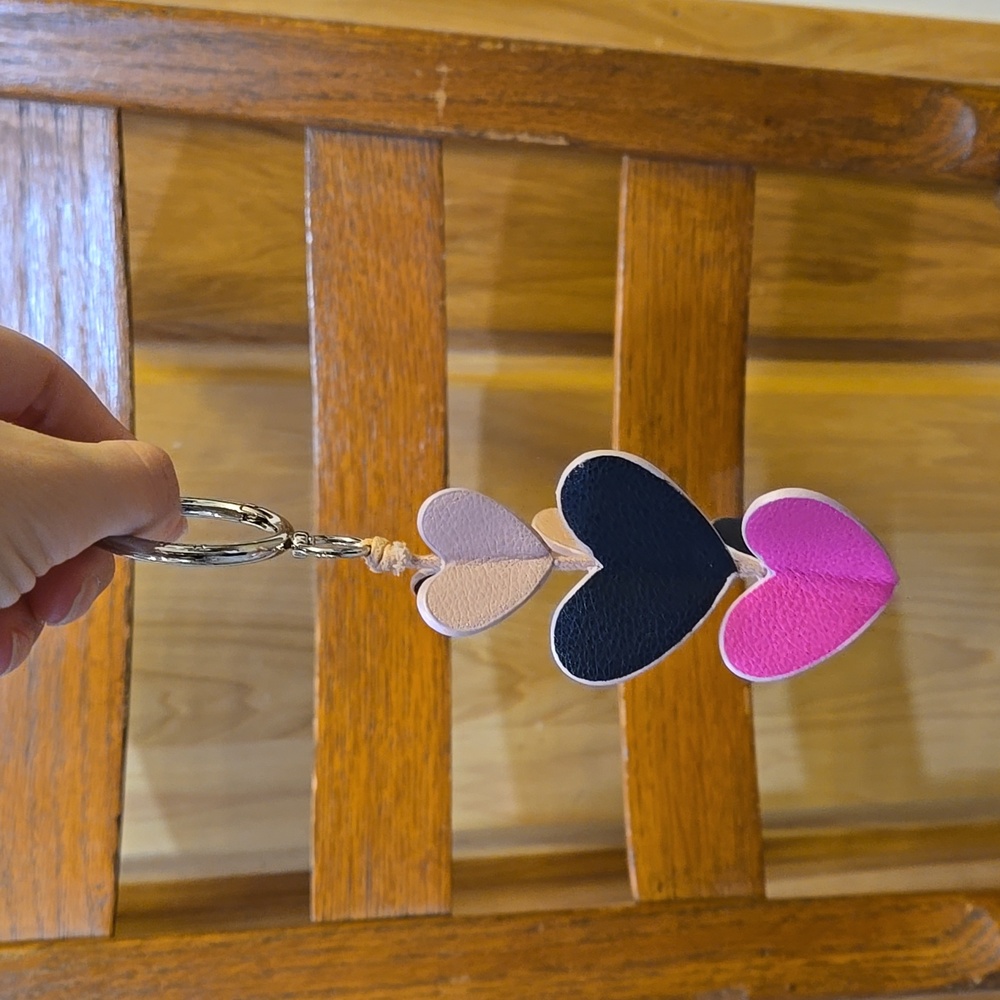 Vera Bradley Pink, Black, And  Tan Heart Bag Charm